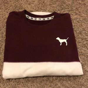 Maroon and white PINK pull over sweater